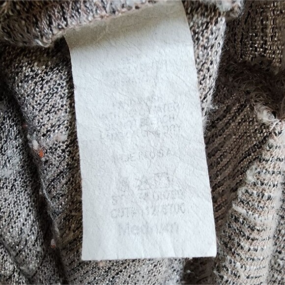 EZRA Sweater Women M Heather Gray Tan Stretch Knit Turtleneck Hi Low Long Sleeve - Picture 8 of 8